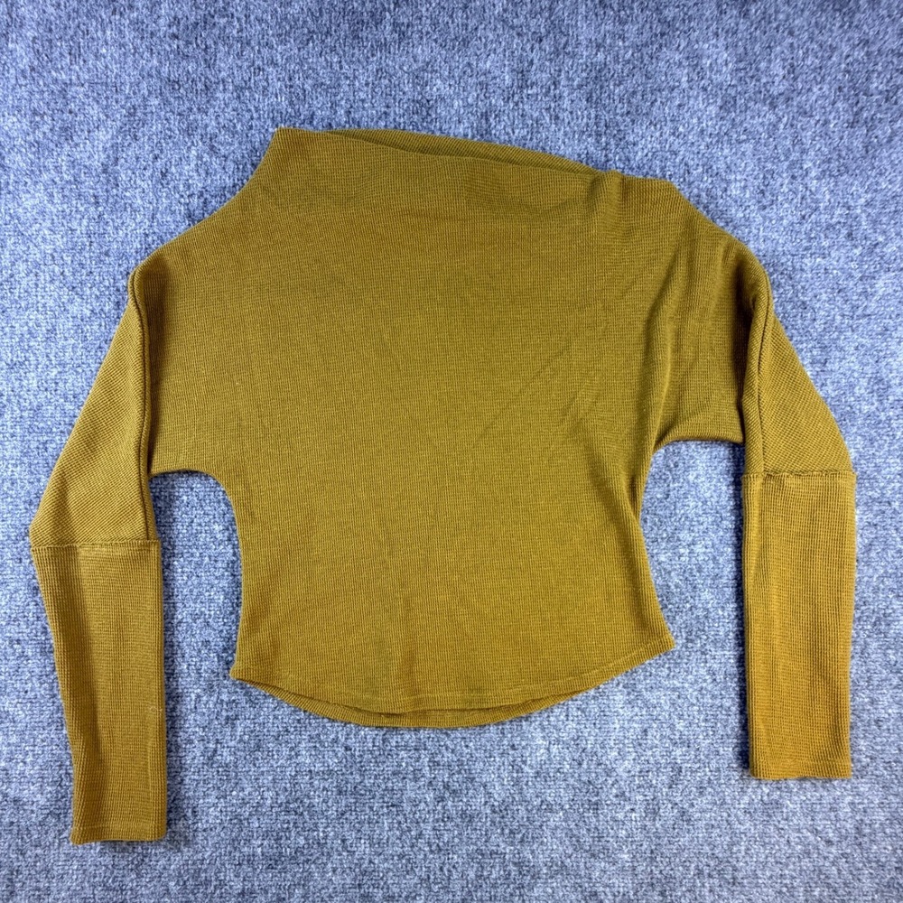House of Harlow 1960 Waffle Knit Dolman Thumbhole Top XS Bronze Olive